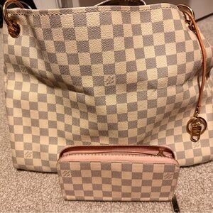 Louis Vuitton Beige and Gray Checkered Shoulder Bag